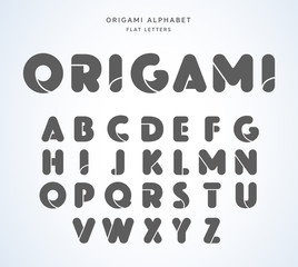 Vector origami alphabet. Flat letters collection