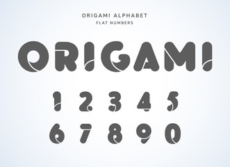 Vector origami alphabet. Flat numbers collection