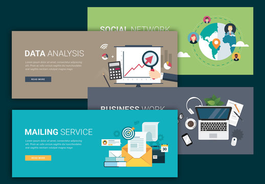 8 Illustrated Web Banners