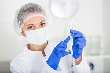 Nurse making injection