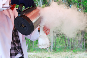 Stormy chemical reaction during the experiment. Show