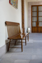 Seat in the hall of the colonial house of morelia