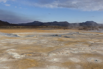 Fumarole Field in Namafjall Geothermal Area, Hverir, Iceland