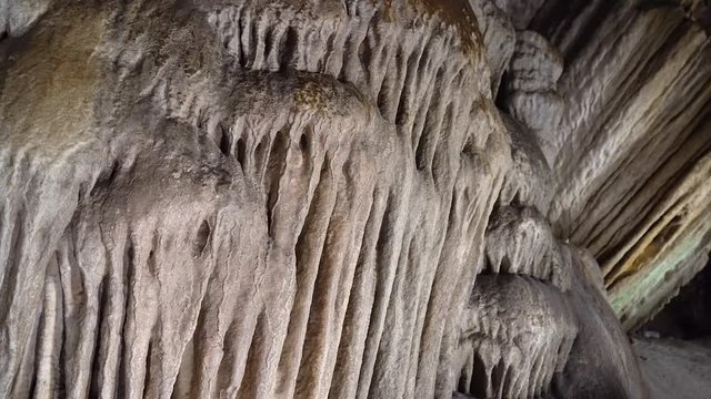 The stalactites found inside the cave in Nerja Spain where it is tourist attraction in the city