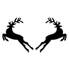 Two black deer on a white background.