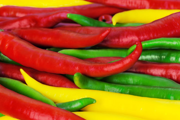 Viele bunte Peperonis, Nahaufnahme