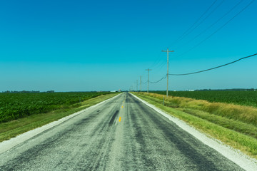 Route 66 through Illinois farmland Royalty free stock photo