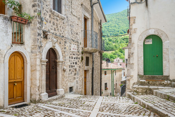 Fototapeta na wymiar Civitella Alfedena, village in the province of L'Aquila, in the Abruzzo National Park, Italy.