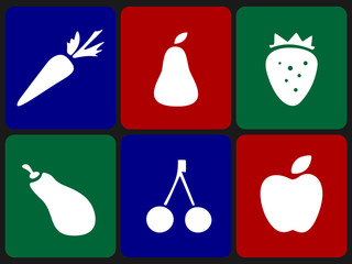 Fruits and vegetables icon set