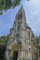 Fototapeta na wymiar Old ruined Catholic church in Serbia