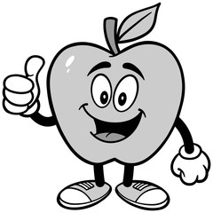 Apple with Thumbs Up Illustration