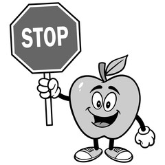 Apple with Stop Sign Illustration