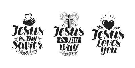 Jesus is my Savior, calligraphy. Bible lettering. Vector illustration