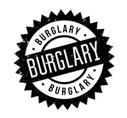 Burglary rubber stamp. Grunge design with dust scratches. Effects can be easily removed for a clean, crisp look. Color is easily changed.