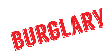 Burglary rubber stamp. Grunge design with dust scratches. Effects can be easily removed for a clean, crisp look. Color is easily changed.