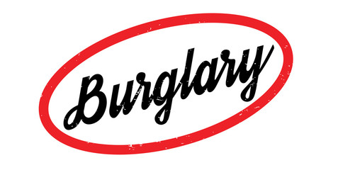 Burglary rubber stamp. Grunge design with dust scratches. Effects can be easily removed for a clean, crisp look. Color is easily changed.