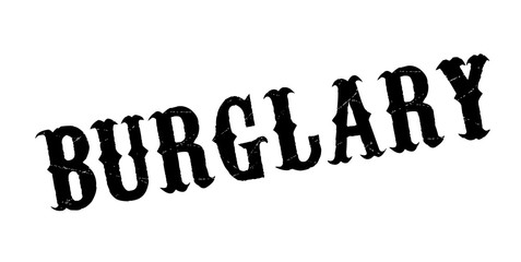 Burglary rubber stamp. Grunge design with dust scratches. Effects can be easily removed for a clean, crisp look. Color is easily changed.