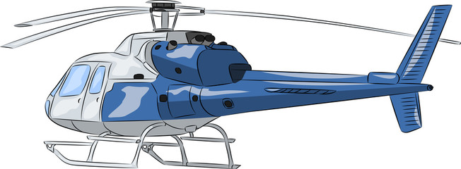 Vector. Blue passenger helicopter. © pillerss