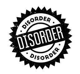 Disorder rubber stamp. Grunge design with dust scratches. Effects can be easily removed for a clean, crisp look. Color is easily changed.