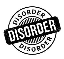 Disorder rubber stamp. Grunge design with dust scratches. Effects can be easily removed for a clean, crisp look. Color is easily changed.