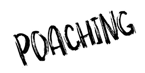 Poaching rubber stamp. Grunge design with dust scratches. Effects can be easily removed for a clean, crisp look. Color is easily changed.
