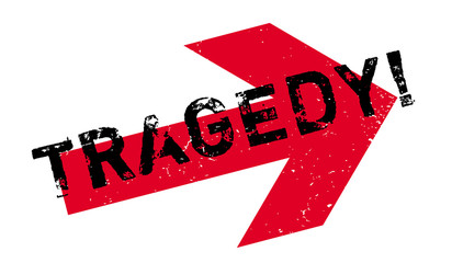 Tragedy rubber stamp. Grunge design with dust scratches. Effects can be easily removed for a clean, crisp look. Color is easily changed.