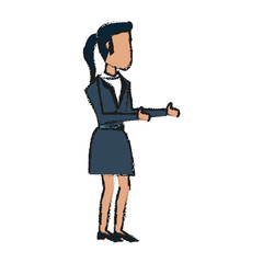 Colorful businesswoman doodle over white background vector illustration