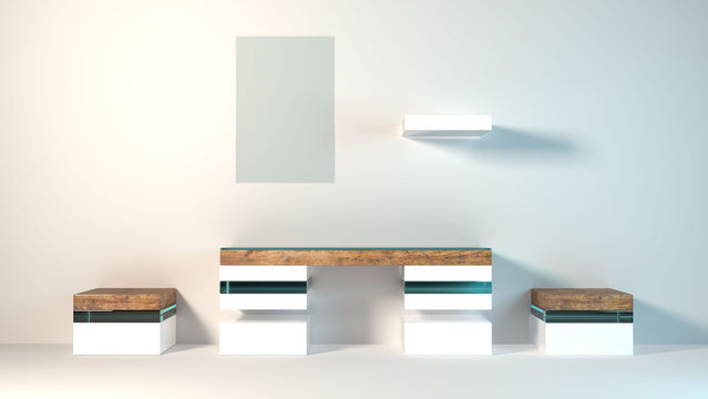 Modern Abstract furniture 3D rendering