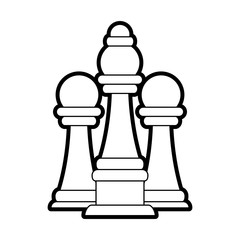 Flat line uncolored chess pieces over white background vector illustration