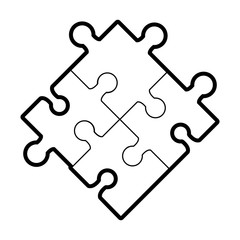 Obraz premium Flat line uncolored puzzle over white background vector illustration