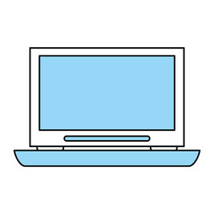 Flat line monocromatic laptop over white background vector illustration
