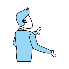 Flat line monocromatic businessman avatar  over white background vector illustration