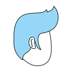 Flat line monocromatic man head over white background vector illustration