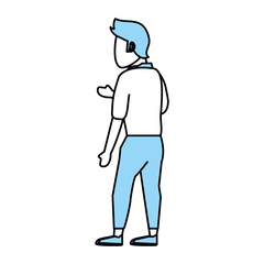 Flat line monocromatic man over white background vector illustration