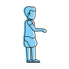 man stretching arms forward sideview avatar icon image vector illustration design  blue color
