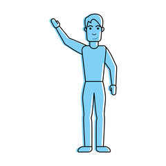 man lifting hand icon image vector illustration design  blue color