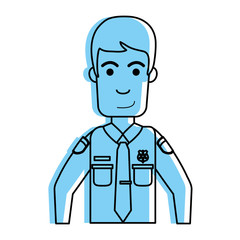 handsome happy police officer icon image vector illustration design  blue color