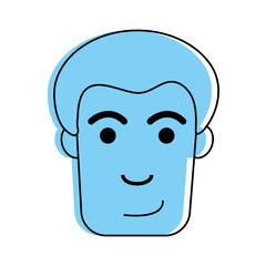 happy man face icon image vector illustration design blue color