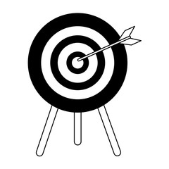 bullseye with dart icon image vector illustration design  black and white