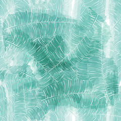 Naklejka premium Seamless pattern of palms leaves