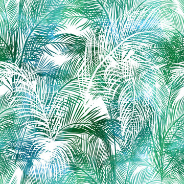 Seamless pattern of palms leaves