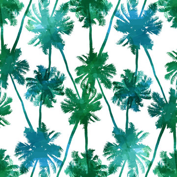 Seamless pattern of palms leaves