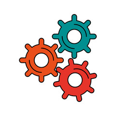 three gears colors icon image vector illustration design 