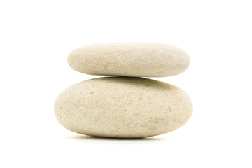 Sea pebble stones white isolation