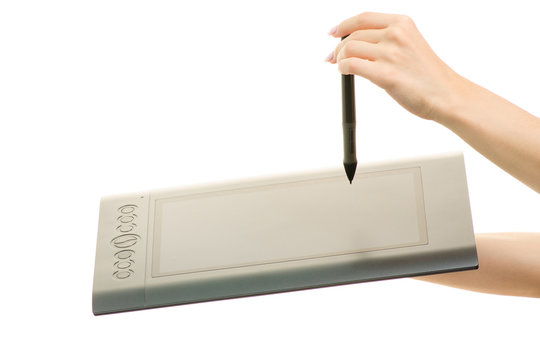 Graphic tablet female hands