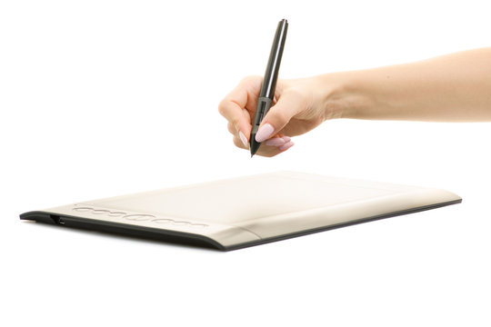 Graphic tablet female hands