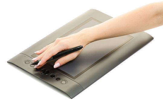 Graphic tablet female hands