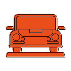 red car frontview icon image vector illustration design  orange color