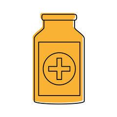 medication pills flask healthcare icon image vector illustration design  yellow color