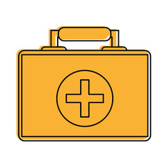 Obraz premium first aid kit healthcare icon image vector illustration design yellow color